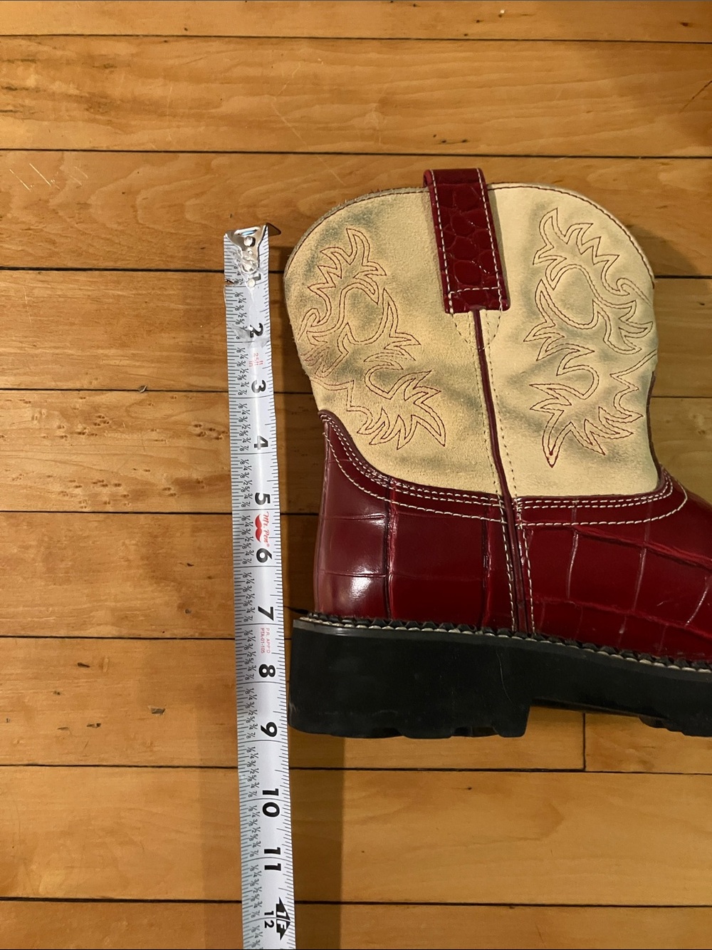 Ariat Fat Baby Cowgirl Boots in Red and Ivory Patent Leather Size 9B - Picture 10 of 12